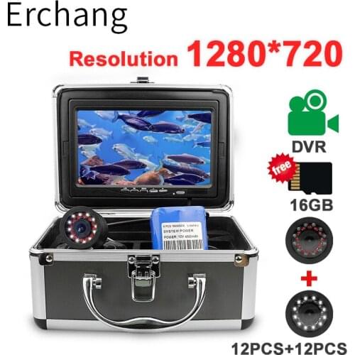Recording Fish Finder Underwater Fishing Camera DH 1280*720 Screen 2 Diodes IR Infrared Bright White LED Camera For Fishing