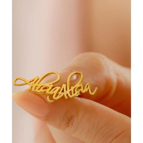 Custom Name Earring For Women Steeing Steel Personalised Initial Cursive Earrings Customize Minimalist Jewelry BridesMaid Gift