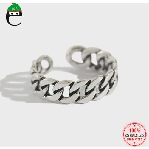 ElfoPlataSi Real 925 Sterling Thai Silver Fashion Chain Opening Ring For Women Office Lady Girl Valentines Day Jewelry DD222