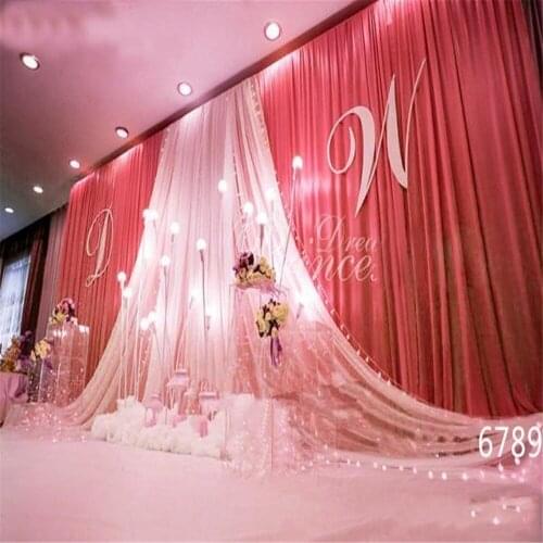 10ftX20ft ice silk gold wedding backdrop stage curtain with white yarn Stage Prop Fashion Drape Curtain Backdrops B