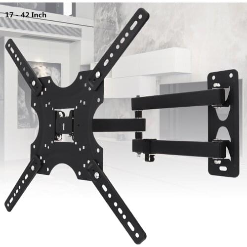 22KG Adjustable Frosted TV Wall Mount Bracket Flat Panel TV Frame with Small Wrench Cable Clip for 17-42 Inch LCD LED Monitor