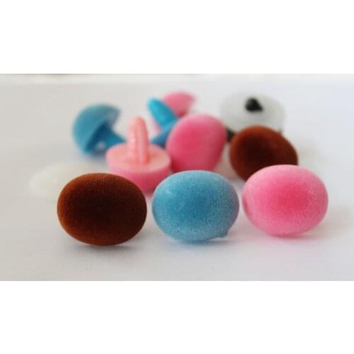 50pcs 19x24mm Oval shape pink/brown color clean flocking toy nose safety toy nose + hard washer