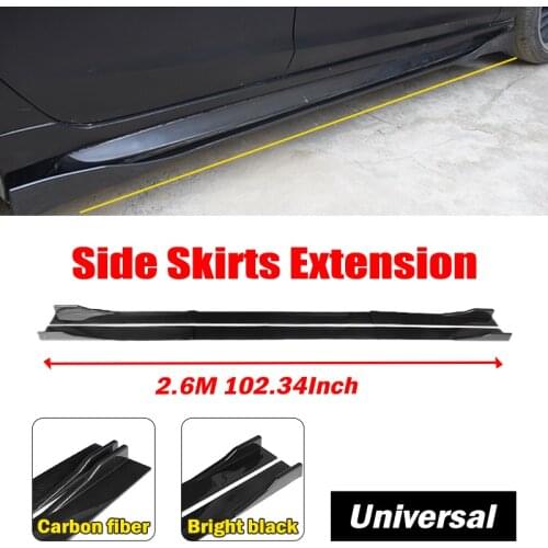 8Pcs Universal 2.6M Side Skirts Extension Lip Splitters Black Car Styling Surrounded Blade Bumper Wings Carbon Fiber Style
