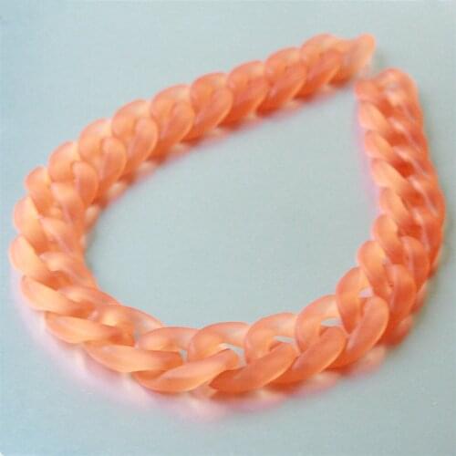 80pcs Matte Orange Acrylic Curb Chain Links, Translucent Plastic Curb Chain Links, Open Link per Size 23mmx16mm