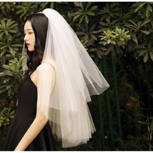Elegant short bridal wedding veils two layer 75cm comb white veil for wedding party tulle veil