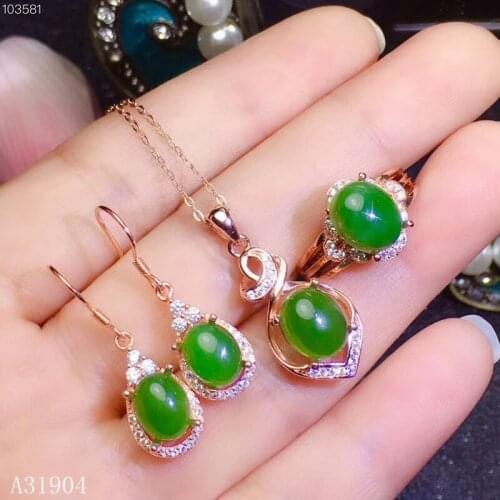 KJJEAXCMY boutique jewelry 925 sterling silver inlaid natural jasper gemstone womens luxury ring pendant earrings set support d