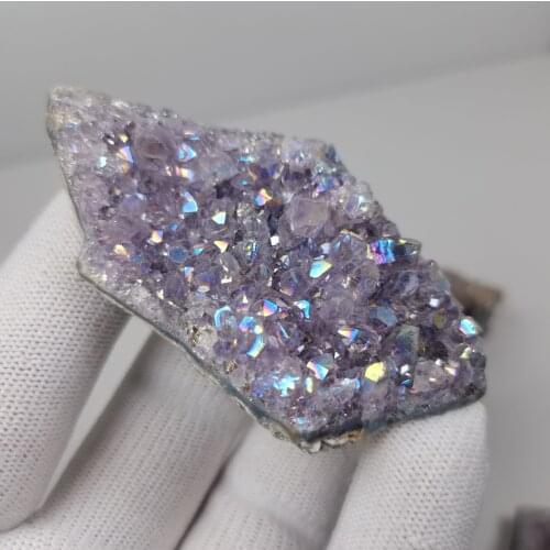 Natural Crystal Cluster Stone Electroplated Amethyst Crystal Gifts Ornament Art