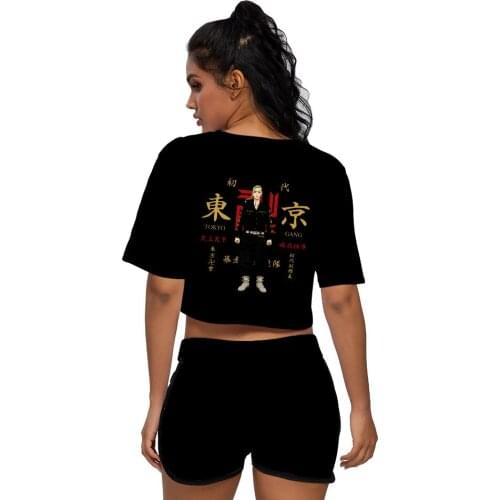 Anime Tokyo Revengers Cheerleading Dress Crop Top Belly Tee Shorts Mikey Draken Ken Ryuguji Manjiro Sano Tokyo Manji Gang Set