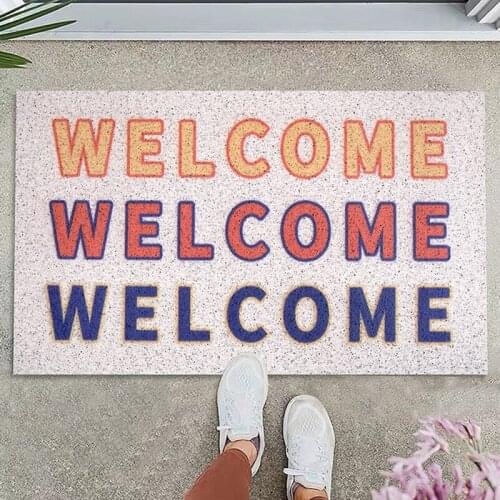 Modern Style Welcome Bedroom Bath Kitchen Hallway Entrance Door Mat PVC Non-slip Silk Loop Rubber Custom Home Living Room Carpet