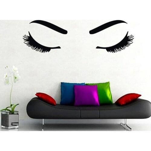 Beautiful Girl Eyelash And Eyebrow Shop Art Wall Sticker DIY 3D Home Decor Vinyl Removable Poster For Living Room Wall Decals