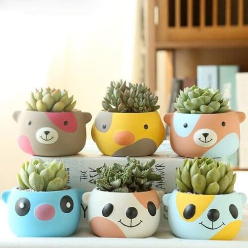 Creative Succulent Plant Pot Cartoon Animal Shape Balcony Bonsai Vase Flowerpot Planter Ceramic Crafts Home Garden Decoration