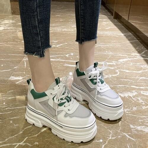 White Women Shoes New Chunky Sneakers for Women Lace-Up Vulcanized Shoes Casual Fashion Dad Shoes Platform Sneakers Basket