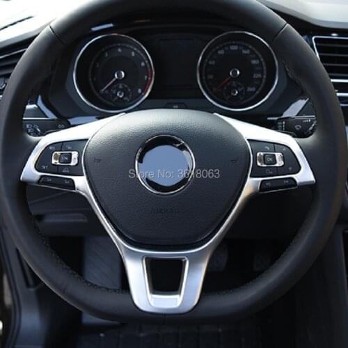 For Volkswagen VW Tiguan 2017-2019 Interior Steering Wheel Button Cover Frame Molding Trims ABS Chrome Car-Styling Accessories