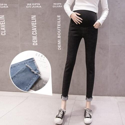 Fashion Maternity Elastic Jeans Pants Pregnancy Denim Clothes Pregnant Women Belly Trousers New 2021