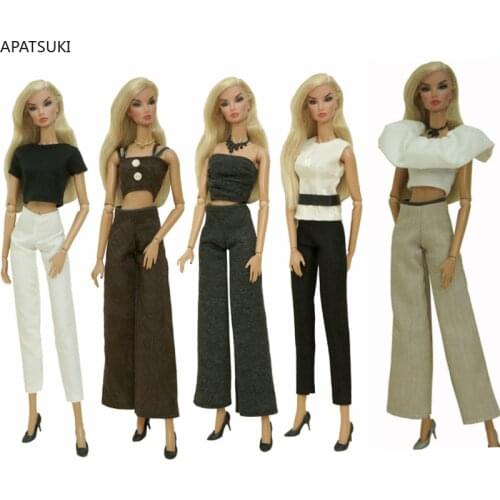 Office Lady Fashion Doll Clothes Set for Barbie Doll Outfits 1/6 Dolls Accessories For Barbie Shirt Wide Leg Trousers Pants Toys