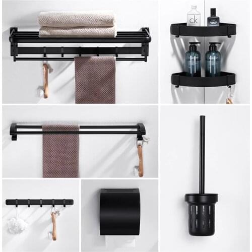 Bathroom accessories set.folding Aluminum alloy Towel rack Tissue box hook Towel bar Layer frame Bathroom Hardware accessories