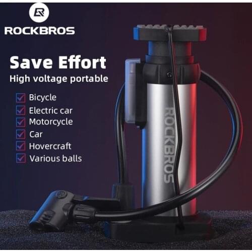 ROCKBROS Bike Pump Portable Air Inflator 80PSI High Pressure Ultra-light Bicycle Foot Pump Motorcycle Electric Bicycle Pump