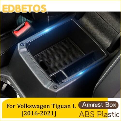 Upgrades Center Console Organizer Tray and 2 Sets of Silicone Mats For Volkswagen VW Tiguan MK2 / Tiguan L Storage Box