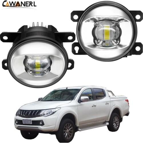 Fog Light Assembly For Mitsubishi Triton Strada 2005-2018 Car Driver + Passenger LED Lens Fog Lamp Daytime Running Light H11 12V