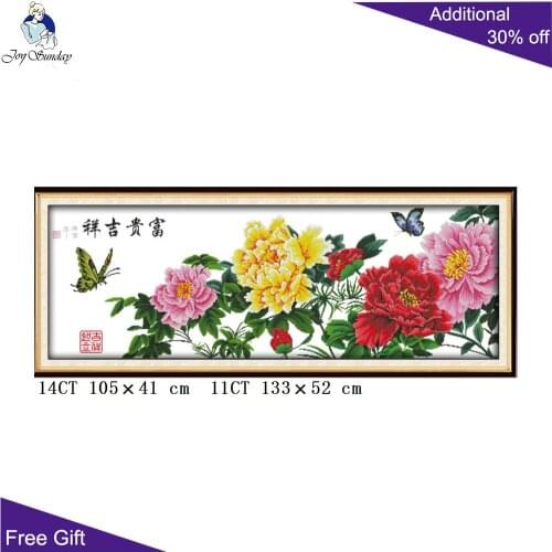 Joy Sunday Peony Chinese Home Decor Z623 China Peony Bring Wealth And Good Fortune Needlepoint Embroidery DIY Cross Stitch kits