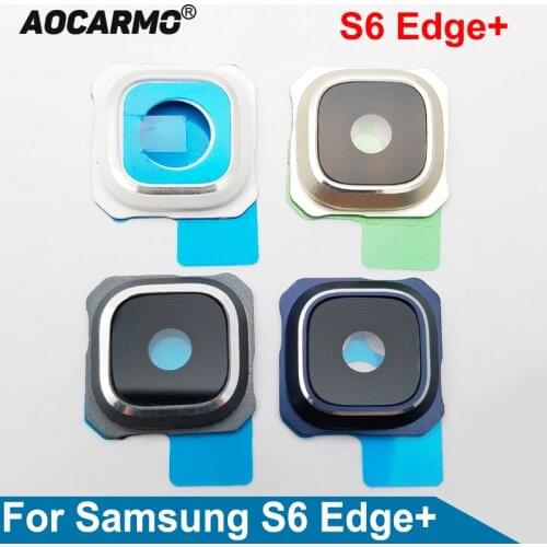Aocarmo Rear Back Camera Lens Glass Cover + Metal Ring Frame + Adhesive Sticker For Samsung Galaxy S6 Edge Plus Edge+ G928 5.7"