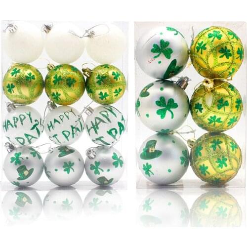 St Patricks Day Shamrock Clover Fabric Ball Hanging Ornaments