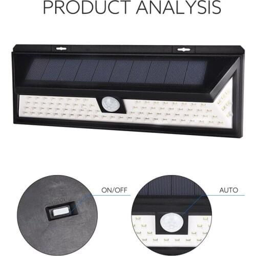 118 LED Solar Light Outdoor Solar Lamp Powered Sunlight PIR Motion Sensor Waterproof Street Lamp for Garden Decoration