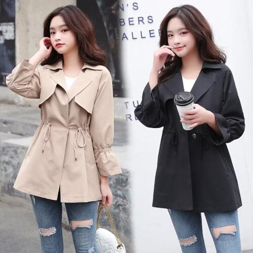 Womens Windbreaker 2020 new Spring Autumn Fashion Casual Wild Jacket Solid Color Womens Cotton Loose Coat Tops