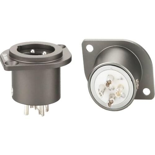 VIBORG Pure Copper Rhodium Plated XLR 3 pin Male Female socket Panel Mount Chassis Socket Connector adapter PTFE Insulator 1PC