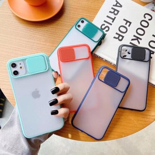 Slide Camera Lens Protection Phone Cases For iPhone11 12Pro Max XR X XS Max 7 8 Plus SE 2020 Case TPU Frame Matte PC Back Cover