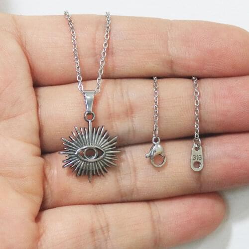 1pc Goth Evil Eye Stainless Steel Pendant Necklace Vintage Charms Necklaces Women Men Geeks Love Jewelry Gift