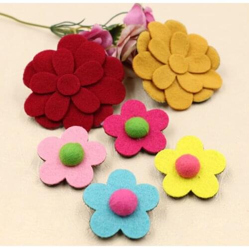 10pcs DIY Flower Felt Handmade Hair Rope Accessory Sticker Applique Cloth Garment Apparel Felt Pad Hat crafts patches Decor