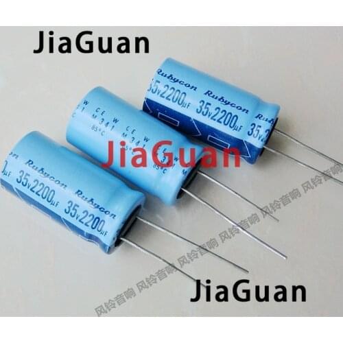 10PCS Rubycon TWSS (CEW) 2200uF/35V 16X31.5MM electrolytic capacitor 35V2200UF old sky blue 2200UF 35V hot sale