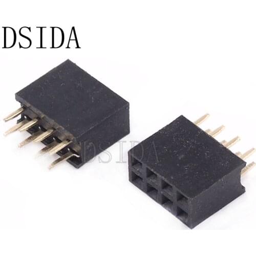 10PCS/Lot Female Pin Header Strip 4 Pin Pitch 2.54 mm Double Row Female Pin Header 2x4 2*4 PCB Connector