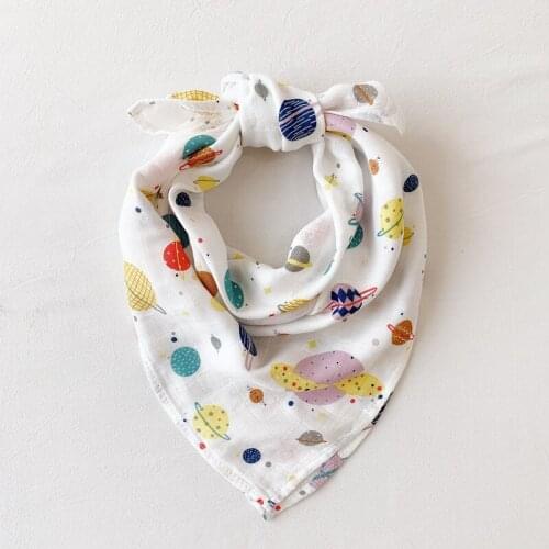 2pcs/lot 60*60cm Muslin Bamboo Cotton Square Baby Burp Cloth Soft Print scarf Baby Towel