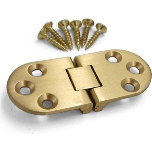 2Pcs Flap Folding Hinges Brass Flush Hinge Cabinet Door Table Accessories Furniture Assembly Hinges 180° Flap Hinge With Screws