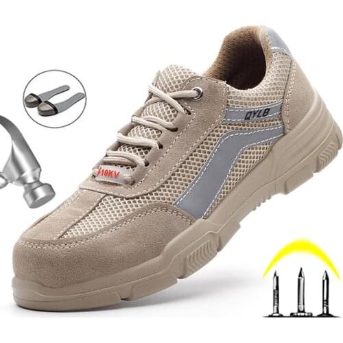 2021 Steel Toe Work Shoes Man Indestructible Work Boots Mens Safety Shoes Male Breathable Sneakers Anti-puncture Safety Boots