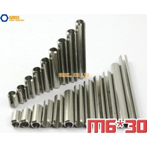 25 Pieces M6 x 30mm 304 Stainless Steel Slotted Spring Tension Pin Sellock Roll Pin