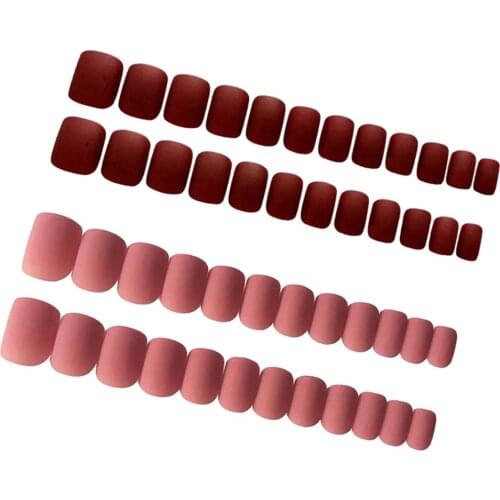 48x Plastic Matte False Fake French Nail Salon Square Ballerina Tips For Cosplay