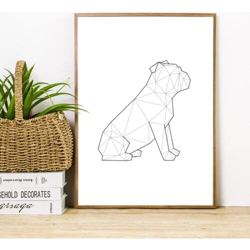 English Bulldog Sitting Print Dog Abstract Geometric Poster Minimalist Wall Art Canvas Painting Living Room Decor Pet Lover Gift