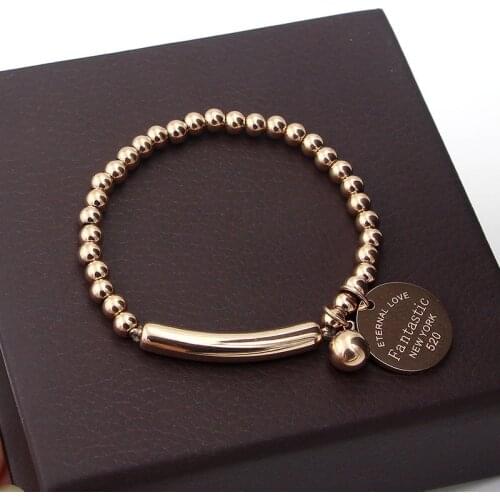 Beads Elastic Rope Round Brand Steel Ball Bracelet Trendy Womens Accessories Bracelet Titanium Steel