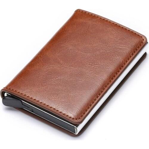 Bycobecy 2020 New Women Wallet Men Credit Card Case Business Card Holder Metal Cards Purse Automatic RFID Credit Cards Box