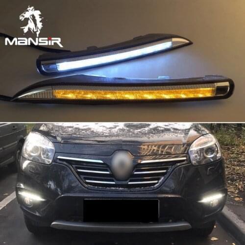 Car Daylights For Renault Koleos 2010 2011 2012 2013 2014 LED Daytime Running Light Yellow Turn Auto Headlight DRL Fog Lamp