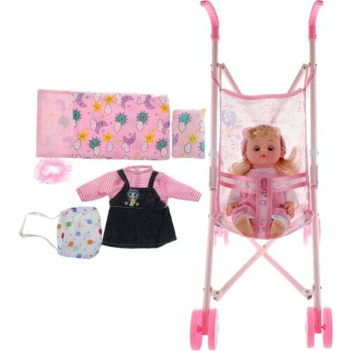 Talking Baby Doll and Stroller Changing Set Accessories Model Kids Play House Toys #1