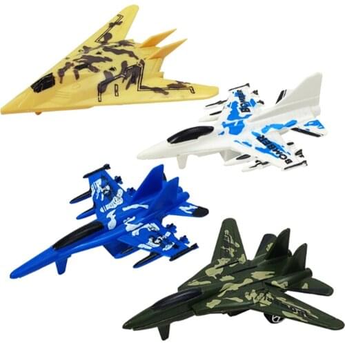 1Pcs Children Education Toy Mini Aircraft Models Toys Force Fighter Airplane Toy Military Plane Pull Back Toy Random 4colors