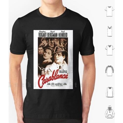 Casablanca Classic Movie Poster T Shirt 6xl Cotton Cool Tee Casablanca Movie Classic Bogart Bergman Rick Blaine Nightclub