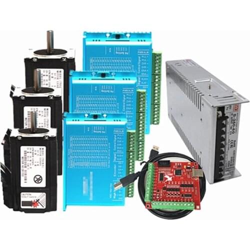 3axis Nema23 motor kit nema 23 Stepper motor Closed Loop system+servo Drive HBS57H+MACH3 Breakout Board with 3M cable cnc part
