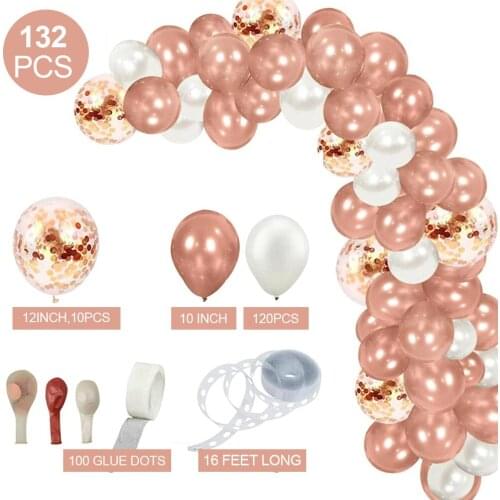 132pcs Rose Gold Balloon Chain Set Arched Balloon Door Holiday Party Decoration For Wedding Birthday Graduation Anniversary