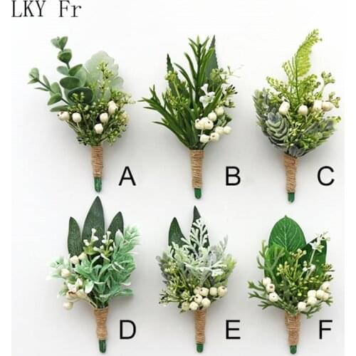 LKY Fr Boutonniere Corsage Pins Boutonniere Buttonhole Men Wedding Wrist Corsage Bracelet Bridesmaid Flower Green Forest Wedding