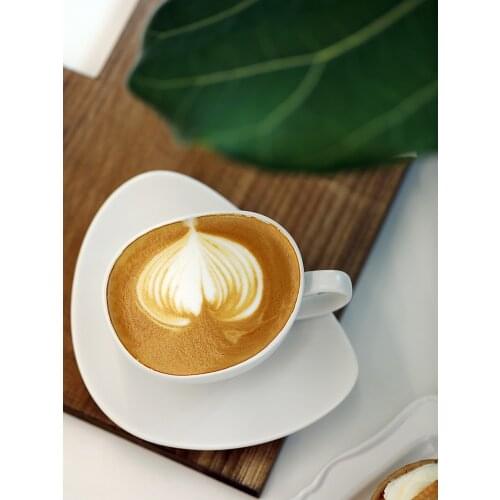 Matte Ceramic Coffee cups & Saucers set Milk White/Black Decorating cup 150ml Drinking utensils Special shaped cup mouth plate